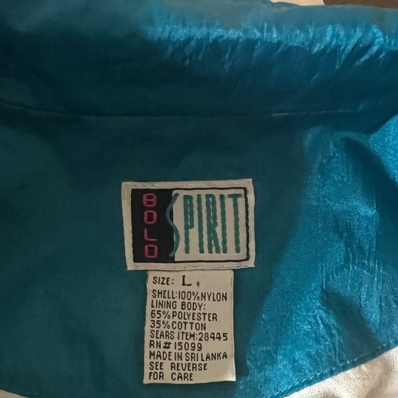 Vintage Bold Spirit Turquoise Windbreaker Jacket Size Large - Picture 4 of 5